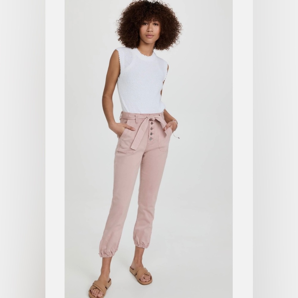 Paige Pink Denim High Rise Mayslie Self Tie Jean